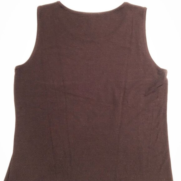 Eileen Fisher Scoop Neck Sleeveless Knit Tank Top in Chocolate Brown Size XS - Picture 6 of 9